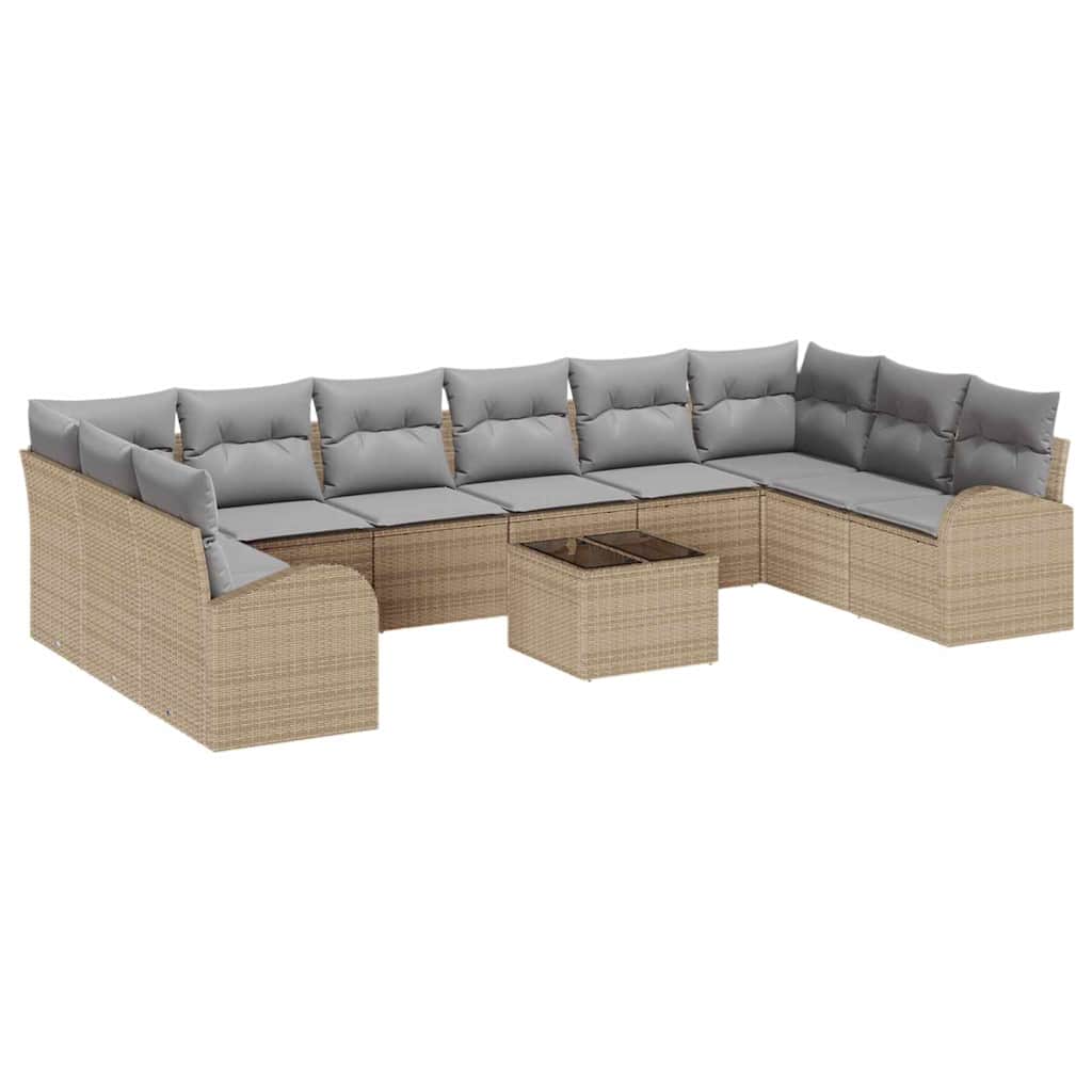 Sofa Set mit Kissen 11 pcs Beige Polyrattan