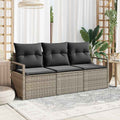 Sofa Set mit Kissen 3 pcs Grau Poly Rattan