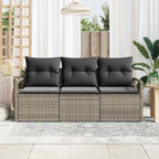 Sofa Set mit Kissen 3 pcs Grau Poly Rattan