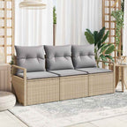 Sofa Set 3 pcs Beige Poly-Rattan