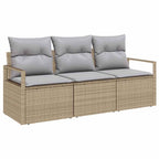 Sofa Set 3 pcs Beige Poly-Rattan