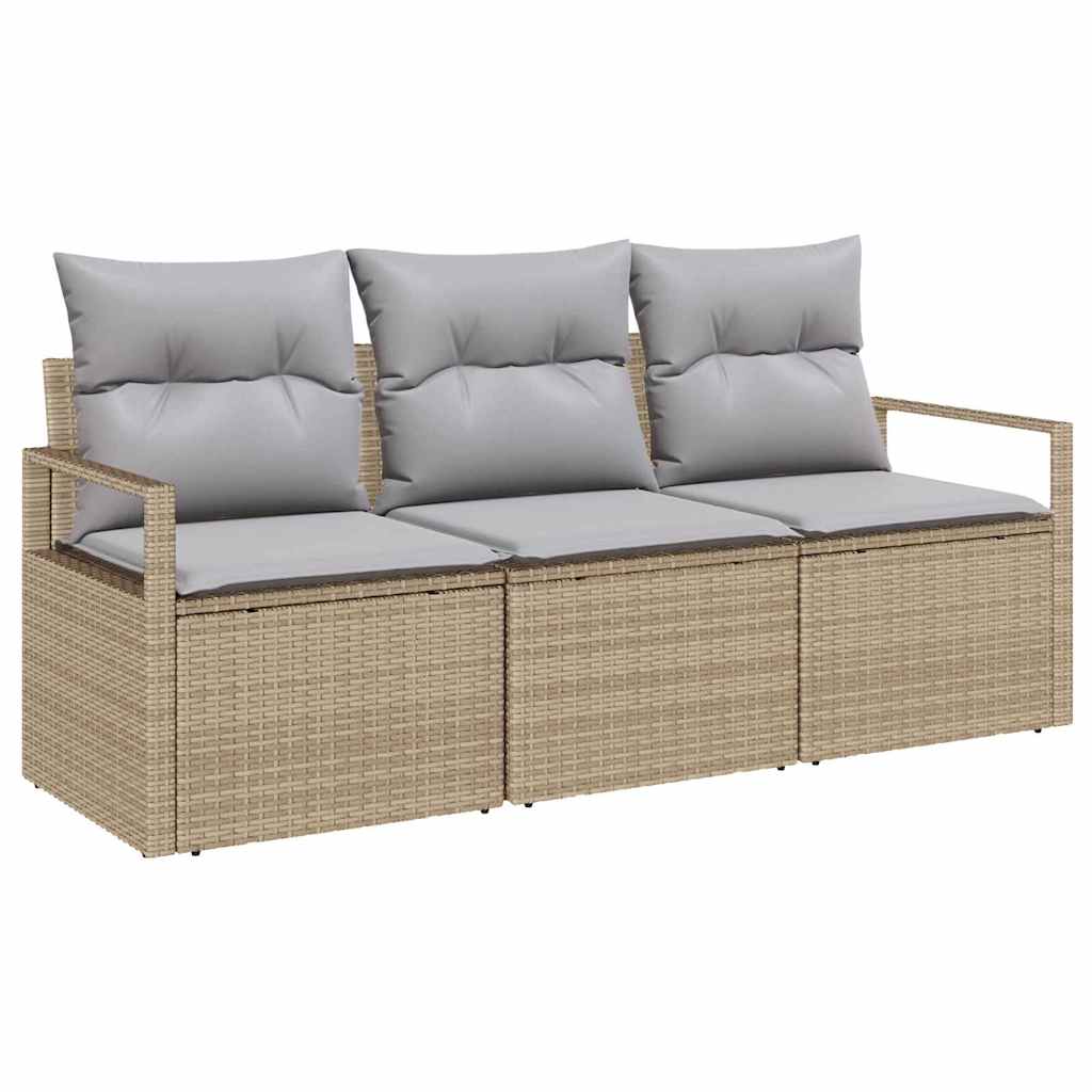 Sofa Set 3 pcs Beige Poly-Rattan