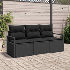 Sofa Set 3 pcs Schwarz Poly-Rattan
