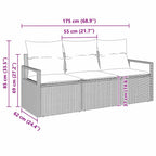 Sofa Set 3 pcs Schwarz Poly-Rattan
