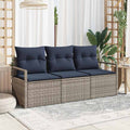 Sofa Set 3 pcs Grau Poly-Rattan