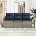 Sofa Set 3 pcs Grau Poly-Rattan