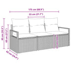 Sofa Set 3 pcs Grau Poly-Rattan