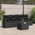 Sofa Set 5 pcs Schwarz Poly-Rattan