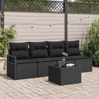 Sofa Set 5 pcs Schwarz Poly-Rattan