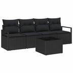Sofa Set 5 pcs Schwarz Poly-Rattan