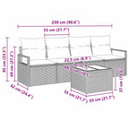 Sofa Set 5 pcs Schwarz Poly-Rattan