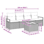 Sofa Set 5 pcs Grau und Blau Poly-Rattan