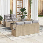 Sofa Set mit Kissen 6 pcs Beige und Grau Poly Rattan