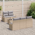 Sofa Set mit Kissen 6 pcs Beige und Grau Poly Rattan