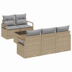 Sofa Set mit Kissen 6 pcs Beige und Grau Poly Rattan