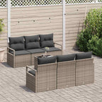 Sofa Set mit Kissen 7 pcs Grau Poly Rattan