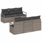 Sofa Set mit Kissen 7 pcs Grau Poly Rattan