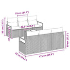 Sofa Set mit Kissen 7 pcs Schwarz Poly Rattan