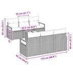 Sofa Set mit Kissen 7 pcs Schwarz und Türkis Poly Rattan