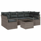 Sofa Set mit Kissen 7 pcs Grau Poly Rattan