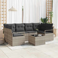 Sofa Set 7 pcs Hellgrau und Dunkelgrau Poly-Rattan