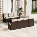 Sofa Set mit Kissen 8 pcs Braun und Creme Poly Rattan