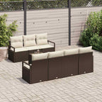 Sofa Set mit Kissen 8 pcs Braun und Creme Poly Rattan