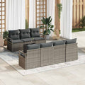 Sofa Set mit Kissen 8 pcs Grau Poly Rattan