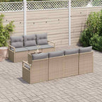 Sofa Set mit Kissen 8 pcs Beige und Grau Poly Rattan