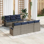 Sofa Set mit Kissen 8 pcs Grau Poly Rattan
