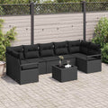 Sofa Set 8 pcs Schwarz Poly-Rattan