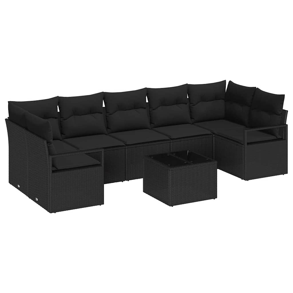Sofa Set 8 pcs Schwarz Poly-Rattan
