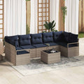 Sofa Set 8 pcs Grau Poly-Rattan