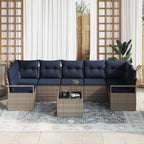 Sofa Set 8 pcs Grau Poly-Rattan