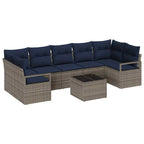 Sofa Set 8 pcs Grau Poly-Rattan
