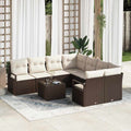 Sofa Set mit Kissen 9 pcs Braun und Creme Poly Rattan