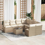 Sofa Set mit Kissen 9 pcs Beige und Creme Poly Rattan