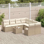 Sofa Set mit Kissen 9 pcs Beige und Creme Poly Rattan