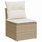 Sofa Set mit Kissen 9 pcs Beige und Creme Poly Rattan