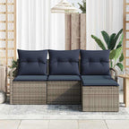 Sofa Set 4 pcs Grau Poly-Rattan