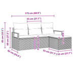 Sofa Set 4 pcs Grau Poly-Rattan