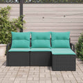 Sofa Set 4 pcs Schwarz Poly-Rattan