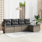 Sofa Set 5 pcs Grau Poly-Rattan