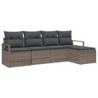 Sofa Set 5 pcs Grau Poly-Rattan