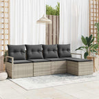 Sofa Set mit Kissen 5 pcs Hellgrau Poly Rattan