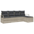 Sofa Set mit Kissen 5 pcs Hellgrau Poly Rattan