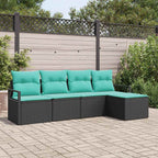 Sofa Set 5 pcs Schwarz Poly-Rattan