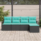 Sofa Set 5 pcs Schwarz Poly-Rattan