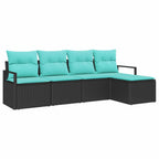 Sofa Set 5 pcs Schwarz Poly-Rattan