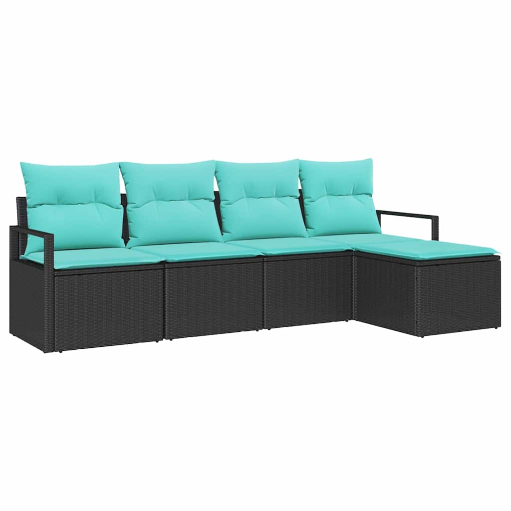 Sofa Set 5 pcs Schwarz Poly-Rattan